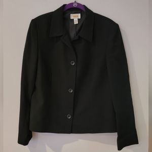 Talbots Blazer 100% Wool, Buttoned, Collar, Shoulder Pads, Black Size 10